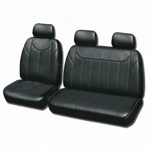 Leather Look Car Seat Covers For Toyota Hilux Single Cab 2005-2020 | Grey | Bench Seat
