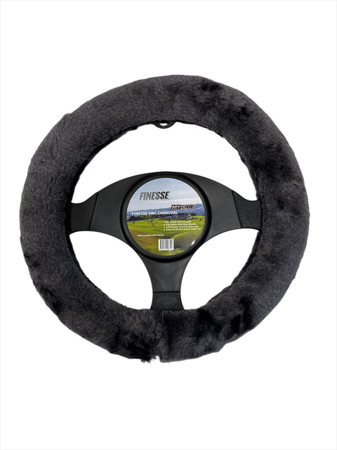 Finesse Faux Fur Steering Wheel Cover | Charcoal