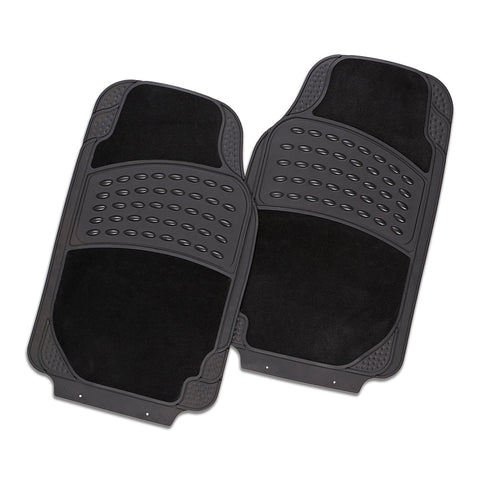 Colossus 2-Piece Black Rubber/Carpet Car Mat