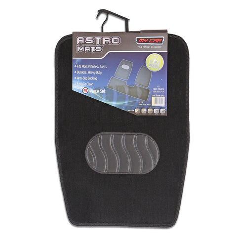 Astro 3-Piece Black Carpet Car Mat