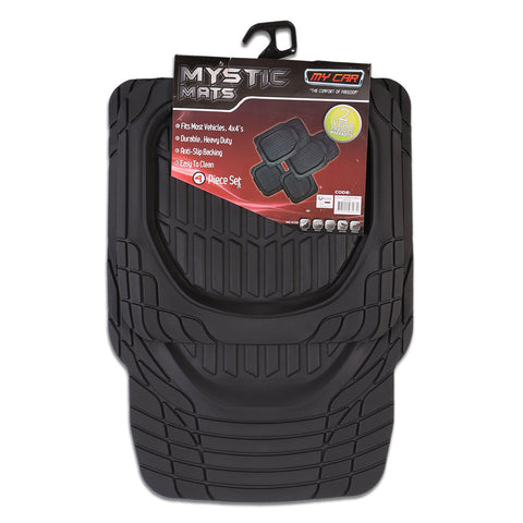 Mystic 4-Piece Black Rubber Car Mat