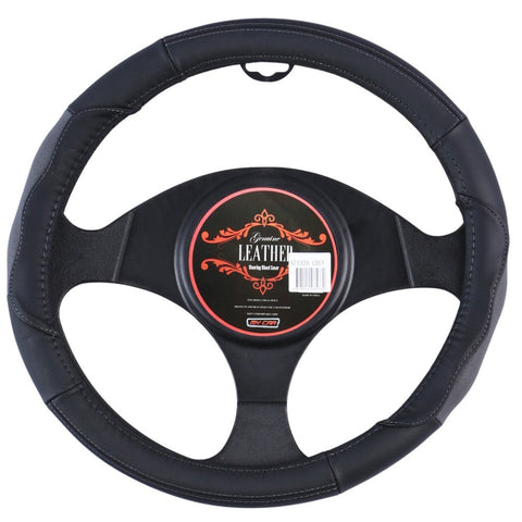 Nevada Steering Wheel Cover - Black/Grey [Leather]