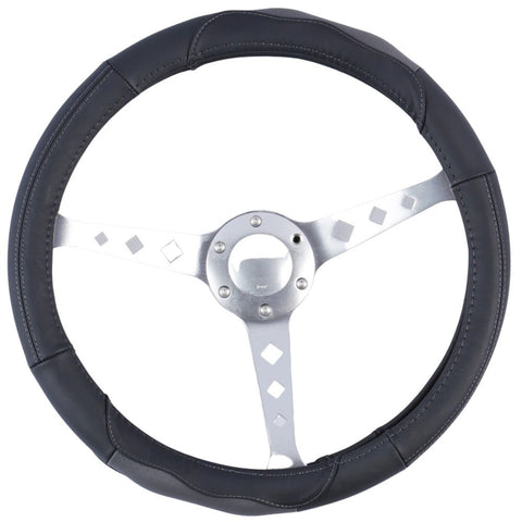 Nevada Steering Wheel Cover - Black/Grey [Leather]