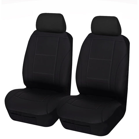 Universal Front Seat Covers Size 30/35 | Black/White Stitching